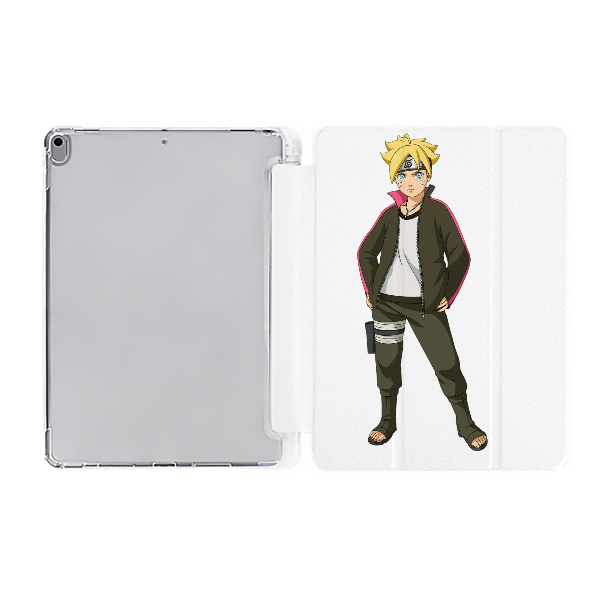 （画像用） NARUTO -ナルト- うずまき ボルト Uzumaki Boruto IPad ケース ペン収納付き 三つ折りスタンド PUレザー×シリコン 対応機種9.5/10.5/10.9インチ